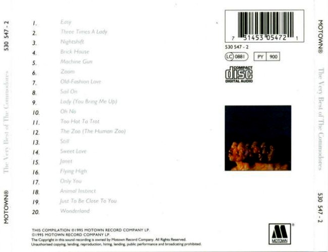 Commodores  The Very Best Of : Back